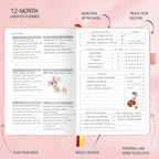 Undated Luxurious Weekly & Monthly Planner to Increase Productivity Hit Your Goals, Organizer Notebook Gratitude Journal Time Management Start Anytime, A5, Lasts 1 Year