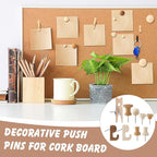 600 Pcs Decorative Push Pins, Wood Brown Thumb Tacks 6 Types Cute Push Pin Clips for Bulletin Board Wall Cork Board Colorful Classroom Decor Teacher Must Haves Supplies School Crafts Project