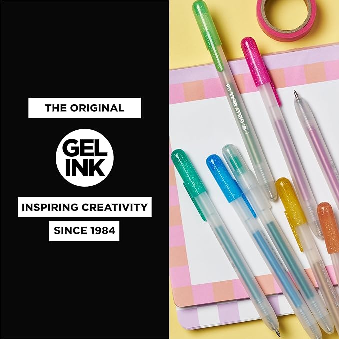 Sakura Gelly Roll Retractable Gel Pens Colored - Sparkle Set - Medium Point Ink Pen for Journaling, Art, or Drawing - Colored Gel Pens with Glitter, Metallic, Blue & Black Pens - 10 Pack