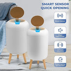 Pukomc 2 Pack Automatic Trash Can 12L /3 Gallon and 10L /2.64 Gallon Bathroom Trash Bin with Lid Touchless Small Smart Motion Sensor Garbage Cans for Kitchen, Bathroom,Living Room and Bedroom