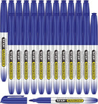 SFAIH Blue Permanent Markers Bulk - 24 Pack, 1s Quick Dry, Fine Point Permanent Markers for Paper Plastic Glass Metal Wood, Waterproof, Kitchen Classroom Office, Doodling, Marking, Non-Fading