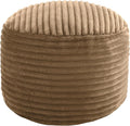 MeMoreCool Stuffed Round Pouf Ottoman Foot Rest, Soft Plush Floor Pouf Foot Stool, Corduray Footstool Footrest, Small Round Ottoman for Living Room Couch Sofa Chair, 20x15 Inch Coffee