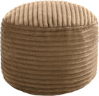MeMoreCool Stuffed Round Pouf Ottoman Foot Rest, Soft Plush Floor Pouf Foot Stool, Corduray Footstool Footrest, Small Round Ottoman for Living Room Couch Sofa Chair, 20x15 Inch Coffee