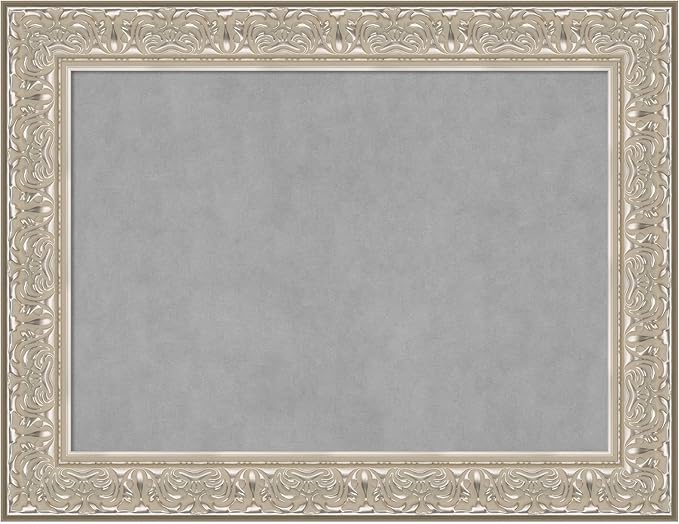 Amanti Art Silver Framed Magnetic Board 27x35 Medium Vision Board for use with Magnets, 100% Metal Sheet to Display Items as Office Decor or for Home Organization in mudroom, Kitchen or Kids Room