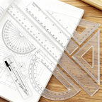 Geometry Set - 7Pcs Geometry Kit with Clear Plastic Ruler 12Inch & 6Inch, Triangle Ruler, Protractor and Compass Set for School Office Math Drawing Drafting Engineering Architecture Art