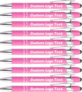 HEYZARDA Personalized Pens with Name Text Logo Custom Ballpoint Pen for Business Office Events with Stylus for Touchscreen 10 Pcs Rose