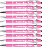 HEYZARDA Personalized Pens with Name Text Logo Custom Ballpoint Pen for Business Office Events with Stylus for Touchscreen 10 Pcs Rose