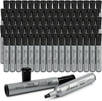 Buecs Permanent Markers, 80 Count Black Permanent Markers, Chisel tip, Waterproof &Fade Resistant, Quick Drying, Office Supplies for School, Office, Home