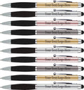SyPen Personalized Pens With your Custom Logo or Text-600 Pack Bulk-for Businesses, Parties, and Events, 2 in 1 Ballpoint Pen & Stylus for Touchscreen Devices, Light Assorted Barrels, Black Ink
