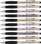 SyPen Personalized Pens With your Custom Logo or Text-600 Pack Bulk-for Businesses, Parties, and Events, 2 in 1 Ballpoint Pen & Stylus for Touchscreen Devices, Light Assorted Barrels, Black Ink