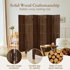 ALeesing 6 Panel Room Divider, 5.6Ft Wood Room Dividers and Folding Privacy Screens, Room Divider Wall Freestanding Room Partitions, Room Dividers Screen for Home Office Bedroom, Dark Brown