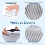 5 STARS UNITED Seat Cushion for Tailbone Pain Relief – Memory Foam Cushion for Coccyx, Hip, Sciatica & Post-Surgery Recovery – Wheelchair, Car, Desk, Gaming & Office Chairs, Light Gray, X-Large