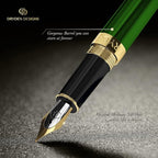 Dryden Designs Fountain Pen Medium Nib Gift Pouch - with 24 Ink Cartridges - MCM (Emerald Green)
