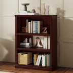 Bevfint 43 in Tall Bookcase, 3-Tier Bookshelf Open Storage, 33 inch Wide Floor Standing Indoor Furniture, Book Cases for Home School Library Office Bedroom Kids, Mahogany 3 Tiers