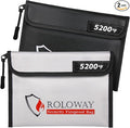 ROLOWAY Fireproof Bag (9.6 x 6.6 inches) 5200℉ Heat Insulated, Fireproof Money Bag with Zipper for Cash (2-Pack)