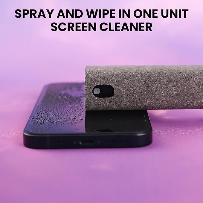 ZERNBER 2 Pcs Screen Cleaner Kit, 3-in-1 Touchscreen Mist Cleaner Spray Bottle Tool & Microfiber Cloth for Phone/Laptop/Tablet/TV/Monitor/Car Screens(Pink+Grey)