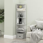 Furinno PASIR Book Shelf, 5-Tier Corner Bookshelf, Open Shelves Bookcase 9.3 x 12 x 51.7, for Living Room, Bedroom, Home Office, White