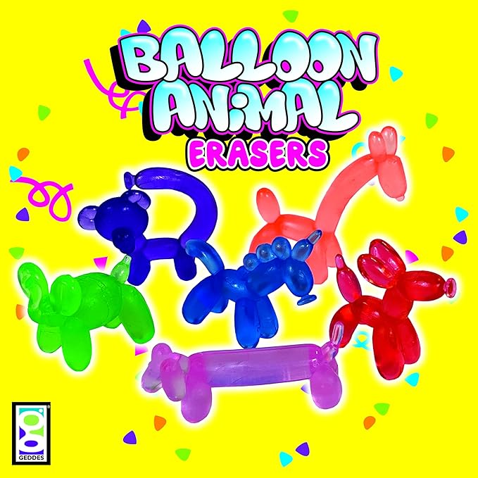 Raymond Geddes Balloon Eraser Animals Tub of 24, (71633)