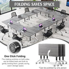 JEHUJD Conference Table,55.1''Folding Conference Room Table for 4-12 People,Mobile Flip Top MeetingTraining Table with Different Coulor and Styles for Offices, Classrooms,Meeting Room (8, 70.8''F)
