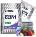 50-Pack Insulated Silver Thermal Bubble Mailers 8 x 11 - Waterproof Metallic Foil Self-Sealing Padded Envelopes for Cold Shipping, Perishables, Food, Cosmetics, Pharmaceuticals