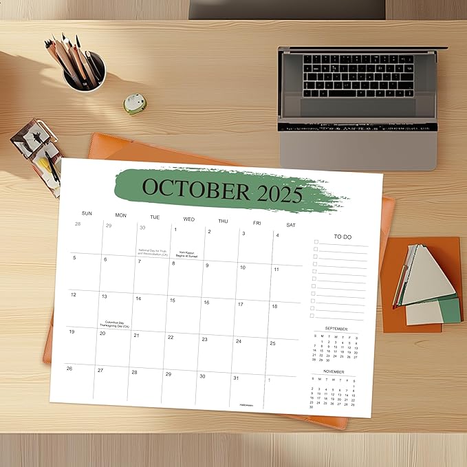 Desk Calendar 2026 – 18-Month Desktop Calendar from Jan 2026 to Jun 2027, for Office, School & Home Use – Large Teacher Desk Calendar 22x17 (Brown)