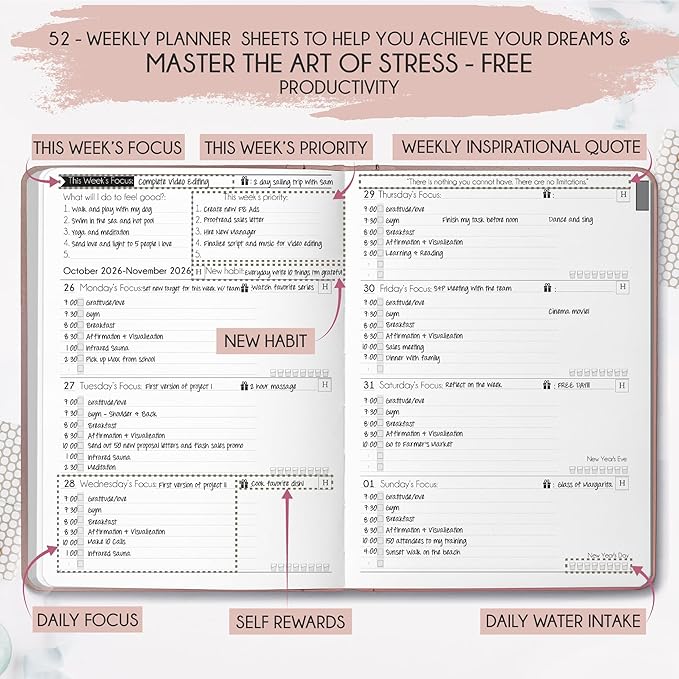 Law of Attraction Planner 2026 Deluxe with Productivity App | Weekly & Monthly Goal-Setting Planner, Life & Gratitude Journal | Include Foldable Vision Board, Gift Box & Stickers