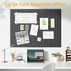 Large Cork Board for Wall 36" x 48" Black Bulletin Board with Safe Removable Adhesive Squares for Pictures Photos, Alternative CorkBoard Felt Pin Boards Tiles for Office Classroom Wall Decor-12 Pack
