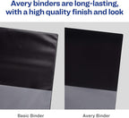 Avery Standard View 3 Ring Binders, 3" Round Rings, 460-Sheet Capacity, 3.5 Inch Wide Spine, Black Binders, Ideal for Lightweight Organization and Occasional Referencing (4-Pack of 03361)
