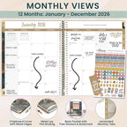 bloom daily planners HARDCOVER 2026 Planner (January to December) - 8.5” x 11” Weekly & Monthly Dated Agenda Organizer Book with Stickers & Tabs - Celestial Skies