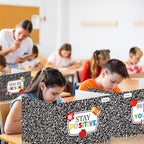 Cinrobiye 24 Pcs Composition Privacy Folders Standard for Students Cardboard Shields Test Privacy Boards Inspirational Words Desk Dividers Shield for Classroom School Study Supplies (Black)
