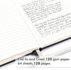 feela 8 Pack Journal Notebook Bulk for School, Hardcover Business Notebooks Classic Ruled Lined Journals with Pen Holder for Work Note Taking, with 8 Black Pens, 120 GSM, 5.1”x8.3”, A5, Black