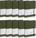 EMOMAS Lined Journal Notebook, 10Pack Hardcover Notebook for Men & Women – Journals for Writing, Work, School, Home & Daily Notes, 160 Pages – Medium A5, 5.7"x8", 100 gsm Thick Paper (Olive Green)