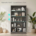 Farini 60 Inch Tall 5-Shelf Bookcase, Wood Bookshelf Storage Organizer Adjustable Shelf for Home Office, Study Room, Easy Assembly,Grey