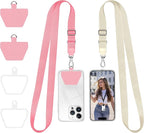Doormoon Phone Lanyard, Universal Adjustable Neck Strap for Phone Case Keys ID Badges Cell Phone Lanyard Compatible with iPhone, Samsung, Most Smartphones, 2 Pack, Pink Ivory