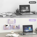 EasyPAG Single Pocket Wall File Organizer, Mesh Hanging File Folder Organizer for Letter/A4 Size Folders, Wall Mounted Vertical Mail Holder for Paperwork, Office, Home, School, Purple