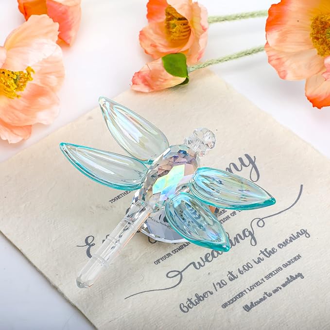 H&D HYALINE & DORA Crystal Dragonfly Figurine Glass Animal Figurines Collectibles Home Decor Paperweight