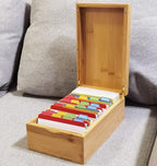 Neando Bamboo Index Card Holder for 3x5 Cards – Wooden Organizer with Lid, 4 Compartments, 600-Card Capacity, Includes 20 Thick Index Cards & 200 Note Cards– Natural Desktop Filing Box