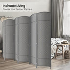 Cocosica Folding Room Divider, Weave Fiber Privacy Screen, Extra Wide Room Screen Divider Separator, Decorative Separation Wall Divider, Freestanding Room (Grey, 6-Panel)