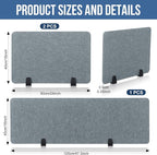 Yaomiao 3 Pcs Acoustic Desk Divider Soundproof Desk Privacy Panel Freestanding Desk Partitions Sound Absorbing for Students Office Reduce Noise Visual Distractions (47.3 x 16", 24 x 16", Light Gray)