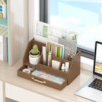 Wisuce Bamboo Mail Organizer Countertop with Drawers, Wooden Desk Organizer File Bill Sorter Storage Box for Desktop Letter Envelope Countertop Holder for Office Home School Organization