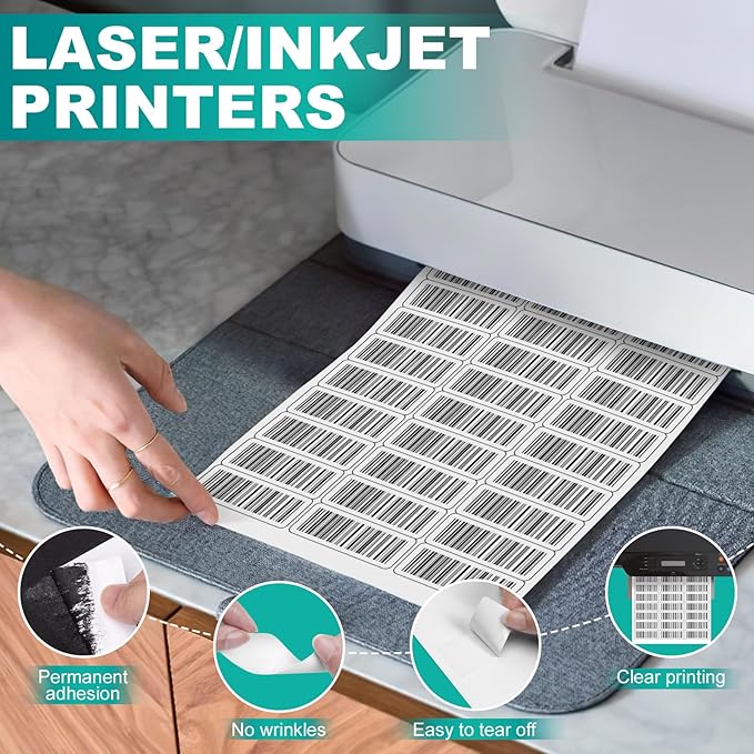 Address Labels 1’’x2-5/8’’ Stikcer Paper 30-UP 250 Sheets for Laser/Inkjet Printer Matte 7500 White Blank Printable Labels on 8.5x11 Inch for Mailing, Shipping, and Organizing