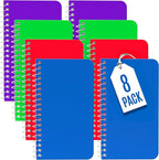 Alitte Pocket Notebook, Small 3x5 Notepad | College Ruled, Mini Spiral Notebooks 8 Pack, On the Go Writing, 60 Sheets per Note Pad | Assorted Colors, for School, Home, Office, Premium Thick Paper