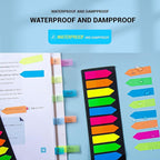Golcellia Fluorescent Translucent Sticky Note Flags, 2400 Pcs Total, Pack of 10 Color Tabs, Arrow Sticky Notes, Page Flag Markers, Arrow Index Tabs