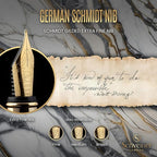 Scriveiner Silver Chrome Fountain Pen - Stunning Luxury Pen, Real Gold Finish, Schmidt Gilded Nib (Extra Fine), Best Gift Set for Men & Women Professional Executive Office Nice Designer Pen