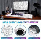 Wave Pattern Laptop Anti Slip Mouse Pad, Office Accessories Decorative Stitching Edge Gaming Mouse Pad 34.5x15.7 Inches