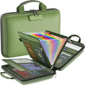 Fireproof File Organizer with Lock, Hard-Shell Case Fireproof Document Box with 13 Colorful Pockets Accordion File Folder, Important Document Organizer for Letter A4 Files Laptop Passports (Green)