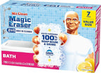 Mr. Clean Magic Eraser Sponge, Bathroom Cleaner, Shower Cleaner, Tub Cleaner, Soap Scum Remover, Bathroom Cleaning Supplies, Dawn Cleaning Power with Lemon Scent, 2 in 1 Bath, 7ct