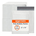 Amazon Basics Poly Bubble Self-Seal Mailer, 6" x 10" (Internal Size - 5.75" x 9"), White, 50-Pack, White/Grey