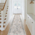 GENIMO Runner Rug 2x10 Machine Washable Non Slip Vintage Hallway Runner Rug, Low Pile Lightweight Rugs for Indoor Entryway, Hallway, Kitchen and Corridor, Light Taupe Brown