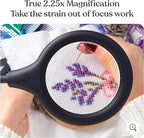 Brightech LightView Pro Flex 2 in 1 Magnifying Desk Lamp, 2.25x Light Magnifier, Adjustable Gooseneck Magnifying Glass with Light for Crafts, Reading, Close Work